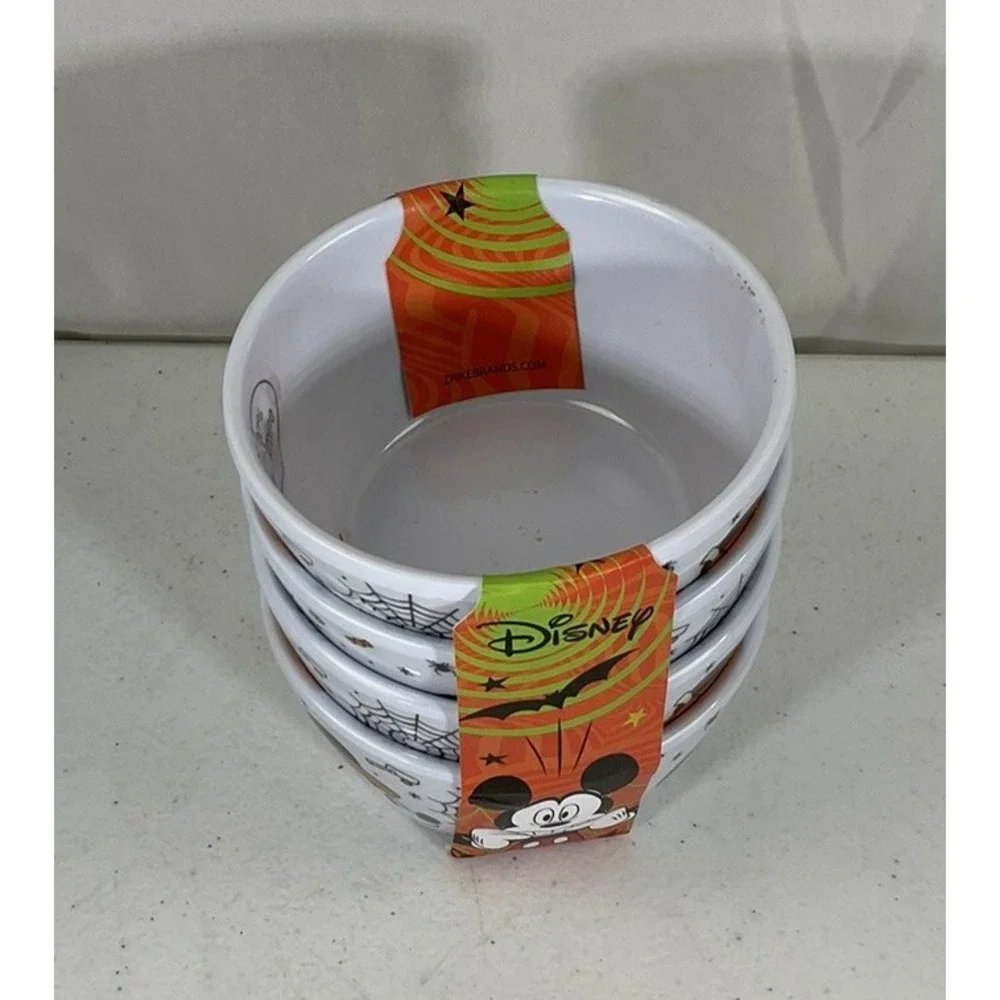Disney Halloween Mickey Spider Webs Set of 4 Tidbit Snack Melamine Bowls
